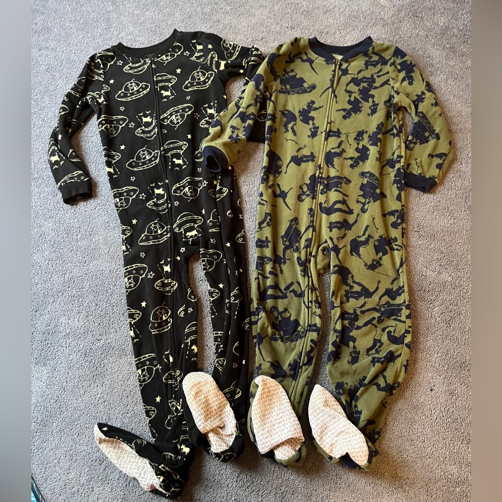 Kids One Piece Pajamas - Black and Green